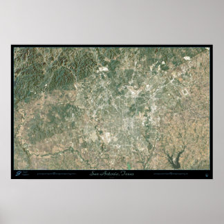 Affiche San Antonio, Texas vu d'un satellite spatial poste