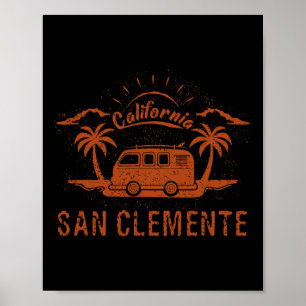Affiche San Clemente, Ca Californie Rétro Vintage Surf