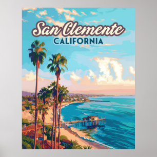 Affiche San Clemente California Beach Orange County Retro