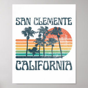 Affiche San Clemente Californie Plage Vacances d'été Vint