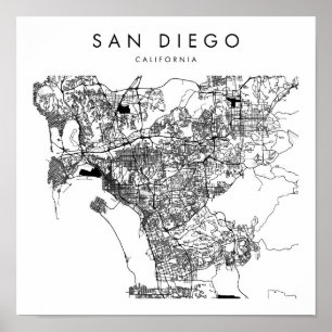 Affiche San Diego California Minimal Modern Street Map