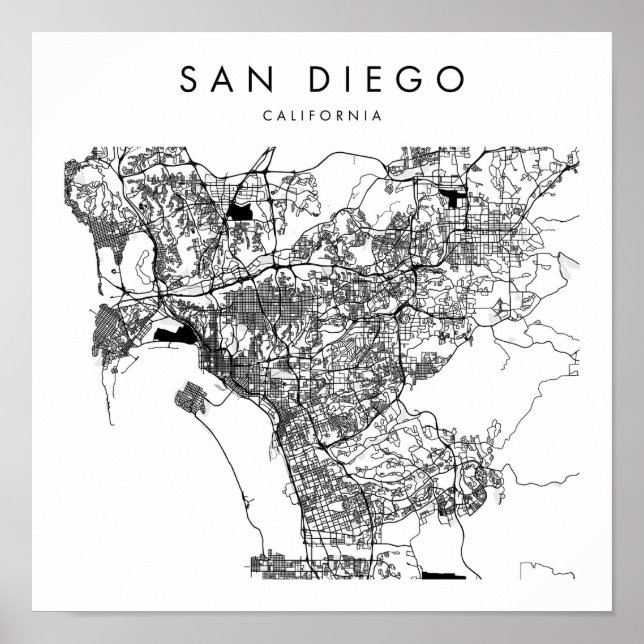 Affiche San Diego California Minimal Modern Street Map (Devant)