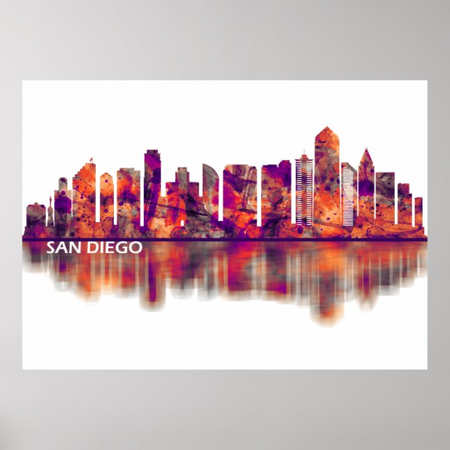 Affiche San Diego California Skyline (Devant)