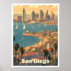 Affiche San Diego California USA Vintage voyage d'art