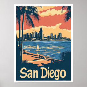 Affiche San Diego California USA Vintage voyage d'art