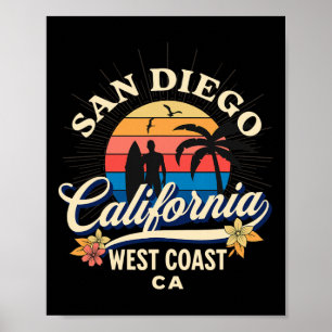 Affiche San Diego Californie Plage Surf Eté Vacances Vi