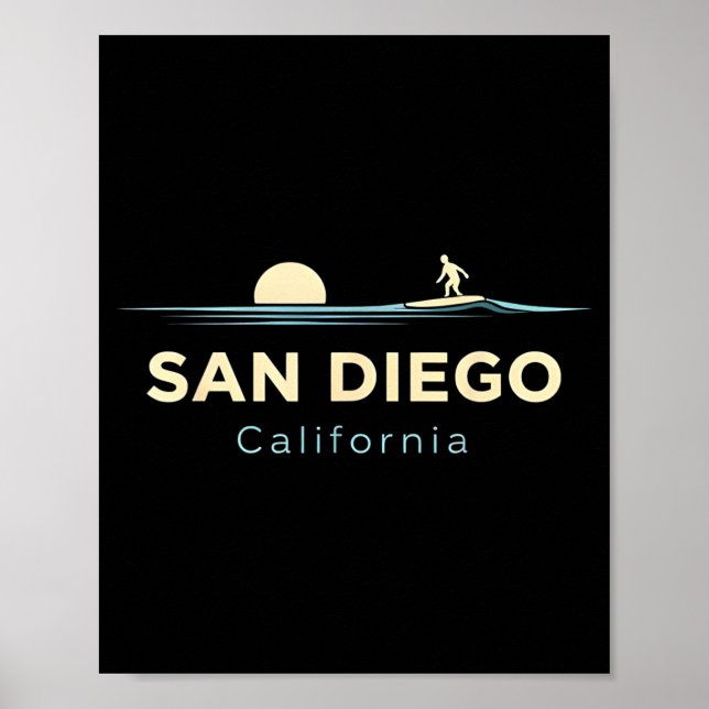 Affiche San Diego Californie Planches de Surf Rétro Surf É (Devant)