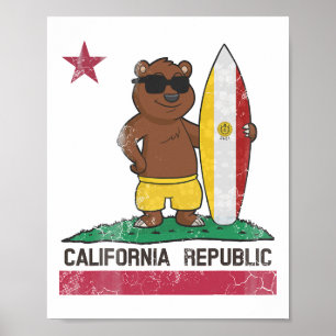Affiche San Diego Californie Surfeur Ours Surf Hommes Femm