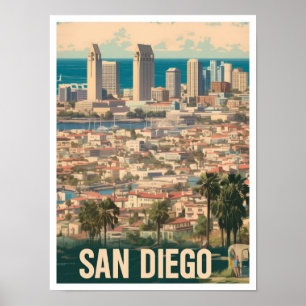 Affiche San Diego City California USA Vintage voyage d'art