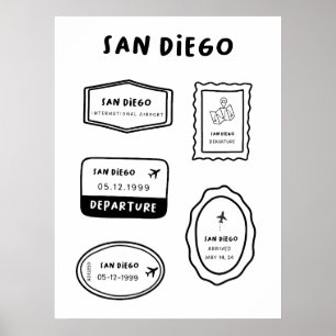 Affiche San Diego - Collection de timbres de voyage   Mini