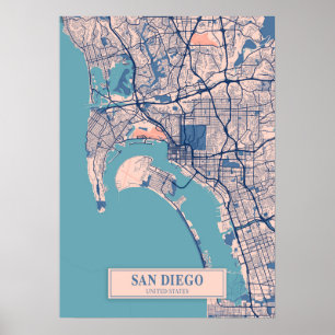 Affiche San Diego - États-Unis Breezy City Map
