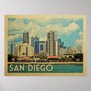 Affiche San Diego Skyline California Vintage voyage