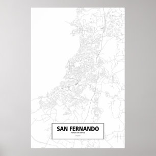 Affiche San Fernando, Trinidad et Tobago (noir sur blanc)