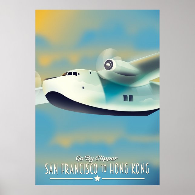 Affiche San Francisco à Hong Kong en clipper (Devant)