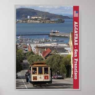 Affiche San Francisco - Alcatraz et Tram - USA -