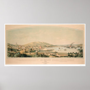 Affiche San Francisco, CA. Carte panoramique 1849 (1626A)