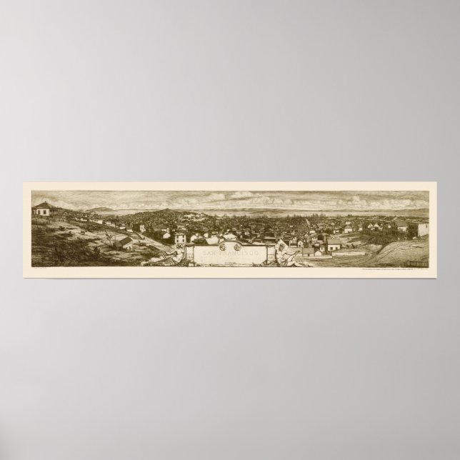 Affiche San Francisco, CA Carte panoramique - 1856 (Devant)