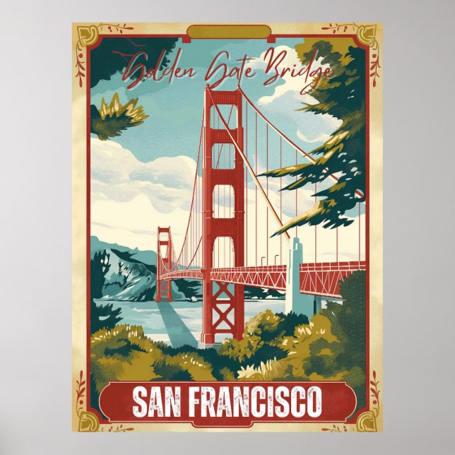 Affiche San Francisco, CA - Golden Gate Bridge (Devant)