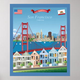 Affiche San Francisco, CA   la ville par la baie