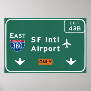 Affiche San Francisco CA SFO Airport I-380 E Interstate -