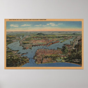 Affiche San Francisco, CAAerial View from West