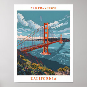 Affiche San Francisco California Elegant Vintage voyage