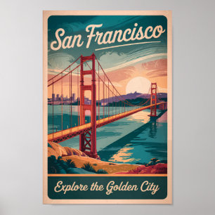 Affiche San Francisco California Golden Gate Bridge Travel