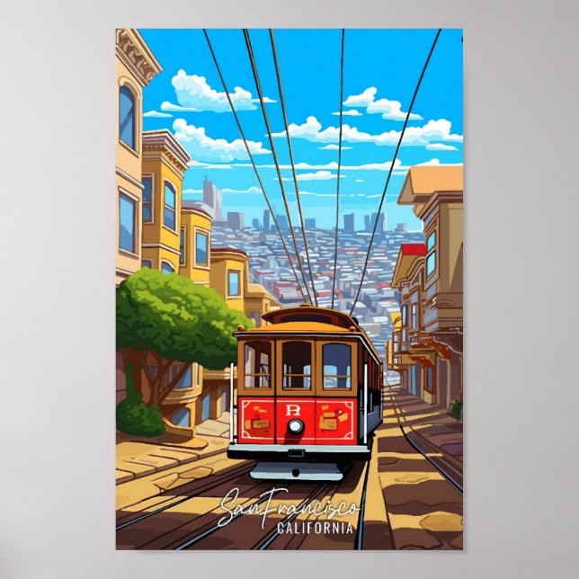 Affiche San Francisco California USA Illustration de voyag (Devant)