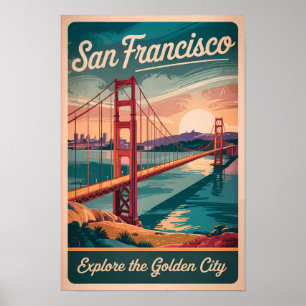Affiche San Francisco Californie Golden Gate Bridge Voyage