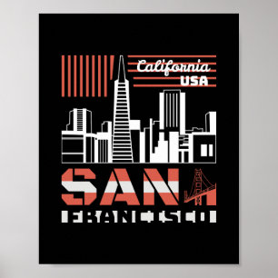 Affiche San Francisco Californie Skyline Retro UrbanDesign