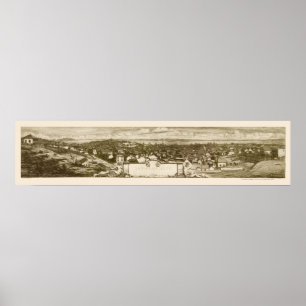 Affiche San Francisco, carte panoramique de CA - 1856