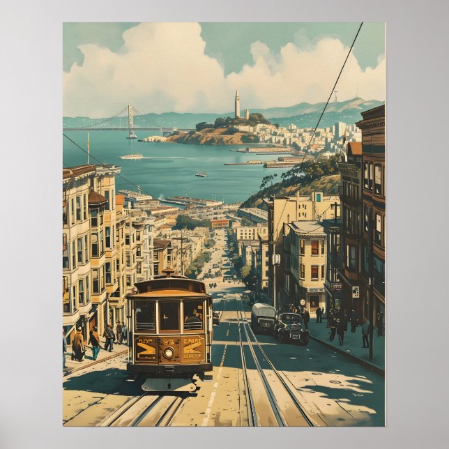Affiche San Francisco : Carte postale Vintage de nostalgie (Devant)