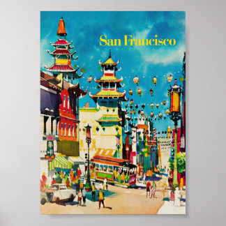 Affiche San Francisco Chinatown Californie Vintage voyage