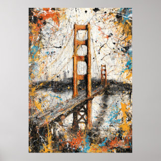 Affiche San Francisco Golden Gate Abstract Drip Painting