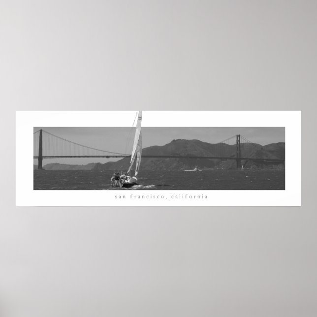 Affiche San Francisco - Golden Gate Bridge avec voilier (Devant)