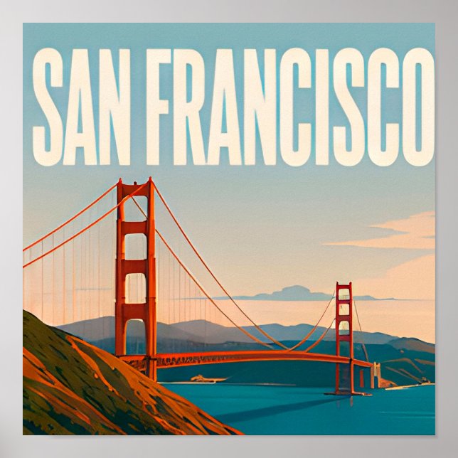 Affiche ❤️ San Francisco Golden Gate Style de Voyage ❤️ (Devant)