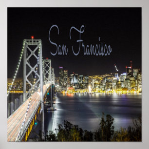 Affiche San Francisco Night Sky Line Golden Gate Bridge