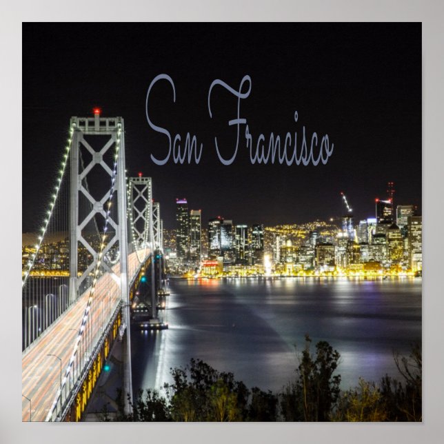 Affiche San Francisco Night Sky Line Golden Gate Bridge (Devant)