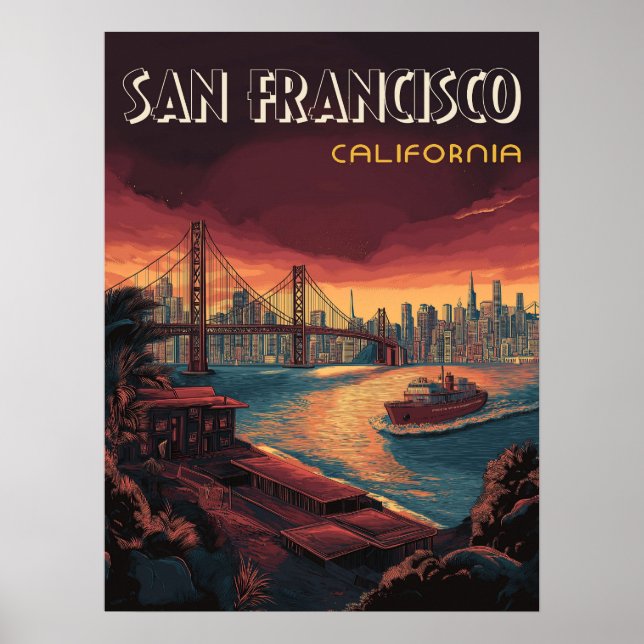 Affiche San Francisco Skyline avec Golden Gate Bridge (Devant)
