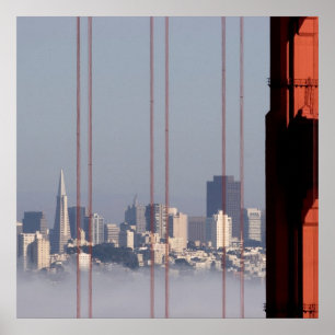 Affiche San Francisco Skyline depuis Golden Gate Bridge.