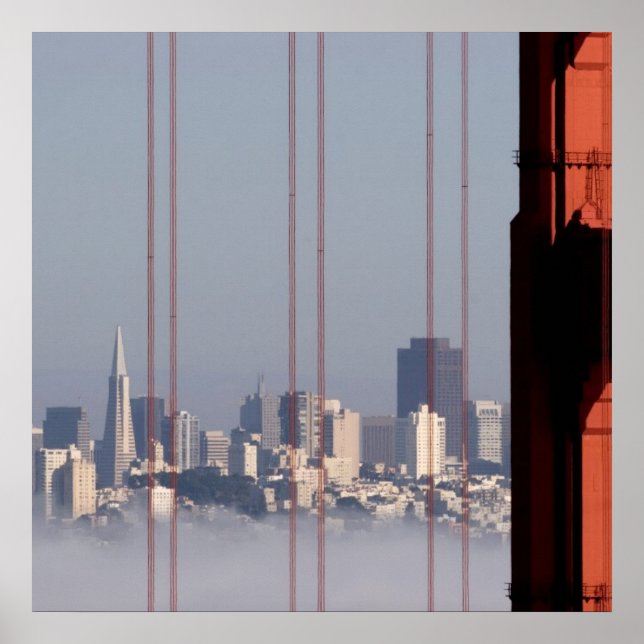 Affiche San Francisco Skyline depuis Golden Gate Bridge. (Devant)