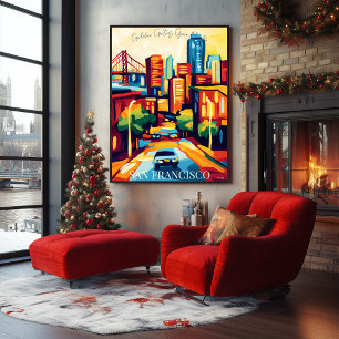 Affiche San Francisco Skyline et Golden Gate en faveur