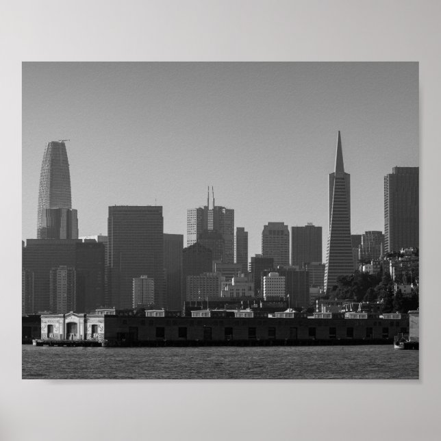 Affiche San Francisco Skyline Monochrome - Photo Cityscape (Devant)