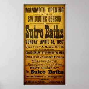 AFFICHE SAN FRANCISCO SUTRO BATHS OUVERT 1897
