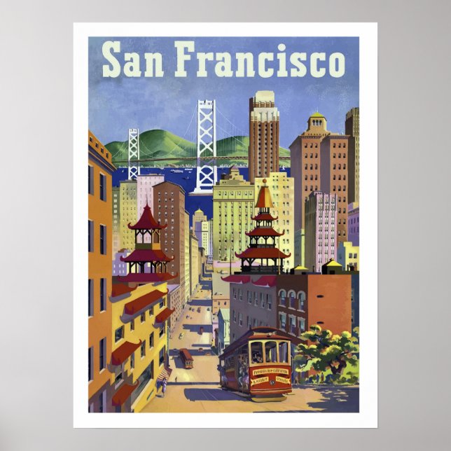 Affiche San Francisco, tramway, rue urbaine, vintage (Devant)
