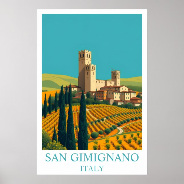 Affiche San Gimignano Italy Vintage Travel Art (Devant)