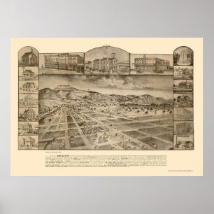 Affiche San Jacinto, CA Carte panoramique - 1886
