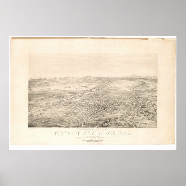 Affiche San Jose, CA. Carte panoramique 1869 (1559A) (Devant)