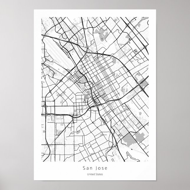 Affiche San Jose California Modern Minimal City Street Car (Devant)