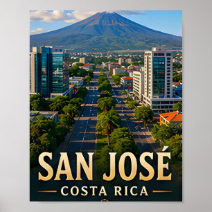 Affiche San José Vallées Vertes et Beauté Costaricienne